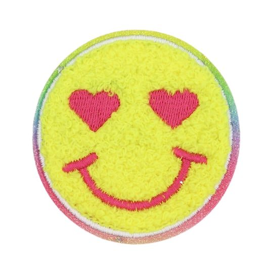 Iron-On &#x26; Adhesive Smiley Face Embroidered Patch by Make Market&#xAE;